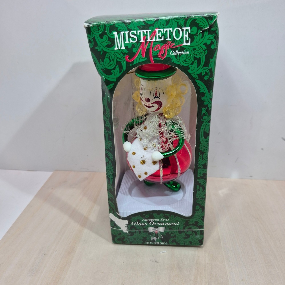 Mistletoe Magic Collection Glass Clown Ornament Hand Blown European Style Red